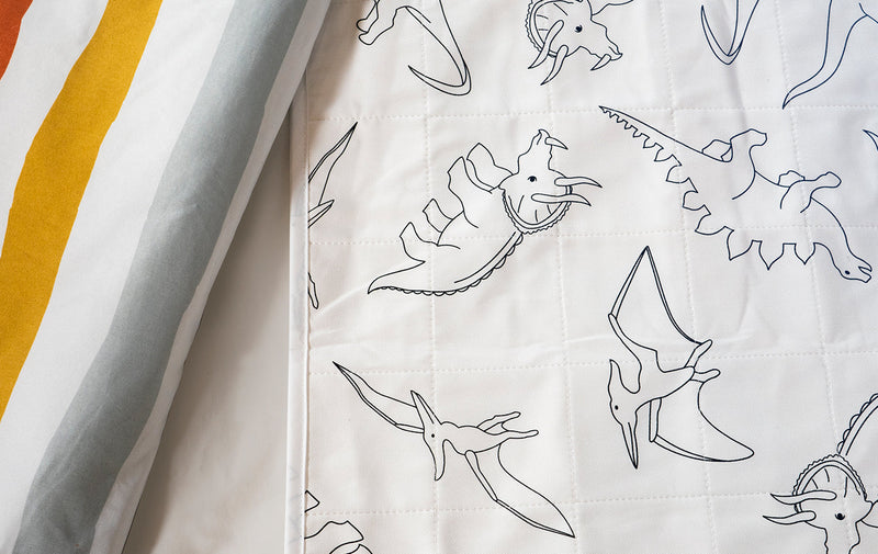 Dinosaur waterproof sheet bed pad close up