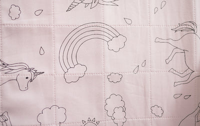 Dusty rose Unicorn waterproof sheet bed pad close up
