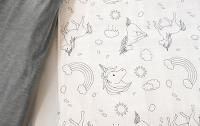 Unicorn waterproof sheet bed pad close up