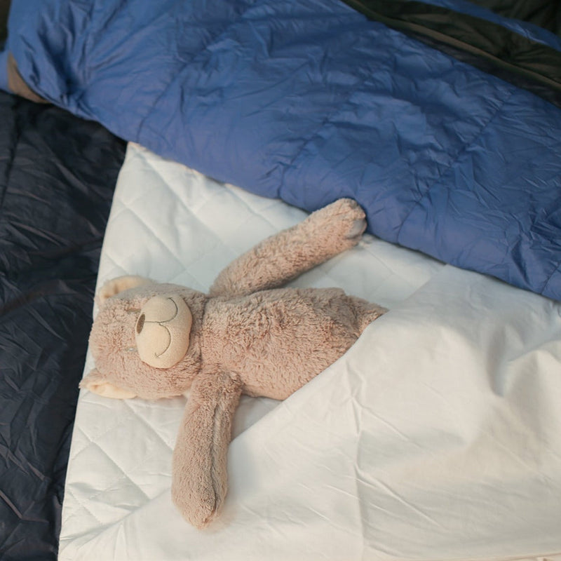 soft toy teddy bear in cotton waterproof sleeping bag
